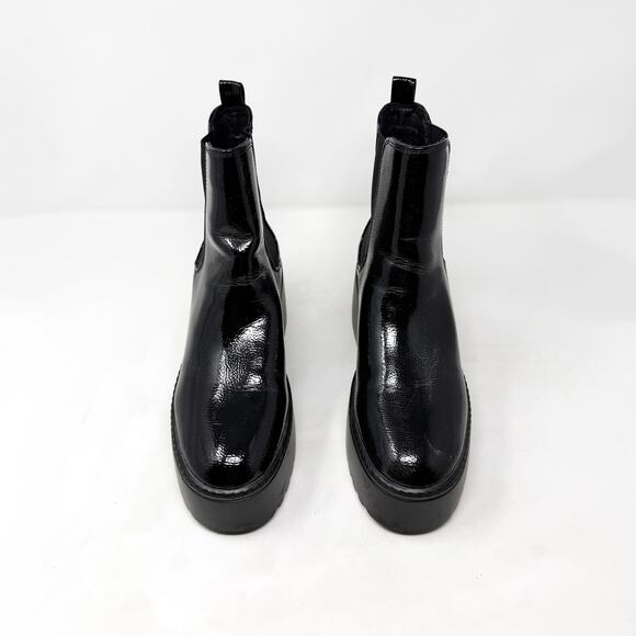 [Nine West] Henrita Black Patent Leather Platform Chelsea Ankle Boots Size 9.5 M - Picture 10 of 12